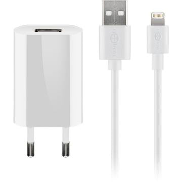 Goobay USB-oplader med lynkabel - MFi-certificeret - hvid