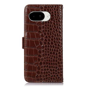 Google Pixel 10a Crocodile Series Læderpung med RFID - Brun