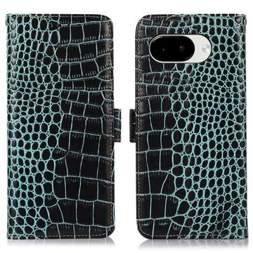 Google Pixel 10a Crocodile Series Læderpung med RFID - Grøn