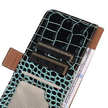 Google Pixel 10a Crocodile Series Læderpung med RFID - Grøn