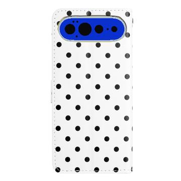 Google Pixel 11 Pro XL Pung Etui med Prikket Mønster - Hvid