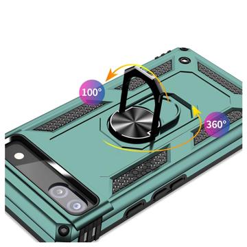 Google Pixel 6a Hybrid Cover med Metal Stativ - Grøn