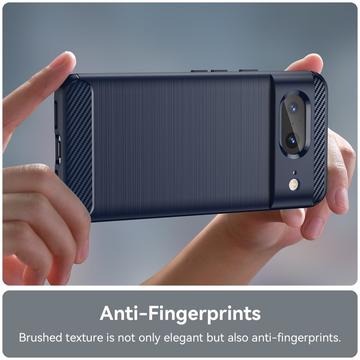 Google Pixel 8 Børstet TPU Cover - Karbonfiber - Blå