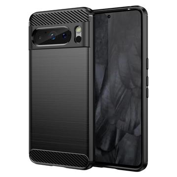 Google Pixel 8 Pro Børstet TPU Cover - Karbonfiber - Sort
