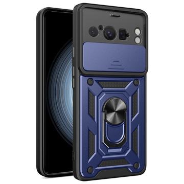 Google Pixel 8 Pro Roterende Ring Hybrid Cover med Kameraskjold - Blå