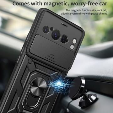 Google Pixel 8 Pro Roterende Ring Hybrid Cover med Kameraskjold - Rød