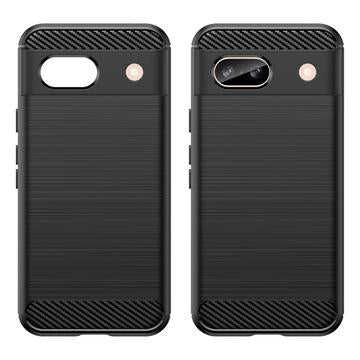 Google Pixel 8a Børstet TPU Cover - Karbonfiber - Sort