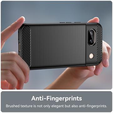 Google Pixel 8a Børstet TPU Cover - Karbonfiber - Sort