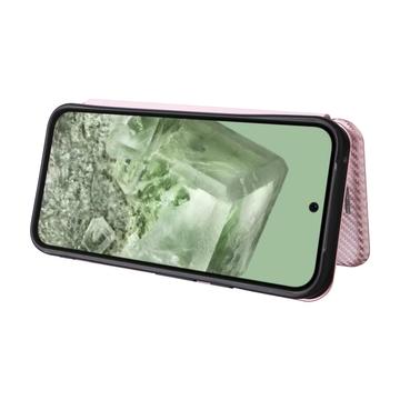 Google Pixel 8a Flip Cover - Karbonfiber - Rødguld
