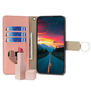 Google Pixel 8a Makeup Spejl Pung m. Skulderrem - Pink