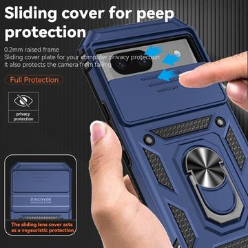 Google Pixel 8a Roterende Ring Hybrid Cover med Kameraskjold - Blå
