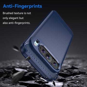 Google Pixel 9/9 Pro Børstet TPU Cover - Karbonfiber - Blå