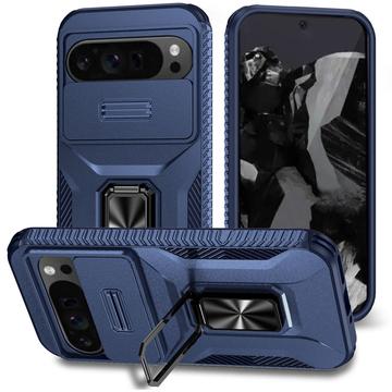 Google Pixel 9 Pro XL Roterende Ring Hybrid Cover med Kameraskjold - Blå
