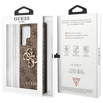 Guess 4G Big Metal Logo Samsung Galaxy S23 Ultra 5G Hybrid Cover - Brun