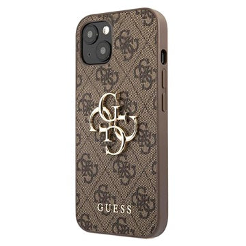 Guess 4G Big Metal Logo iPhone 13 Hybrid Cover - Brun