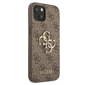 Guess 4G Big Metal Logo iPhone 13 Hybrid Cover - Brun