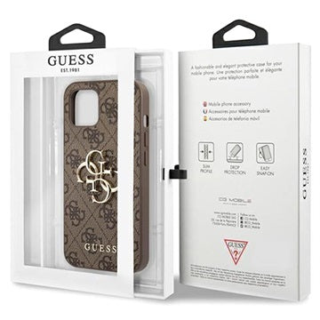 Guess 4G Big Metal Logo iPhone 13 Hybrid Cover - Brun