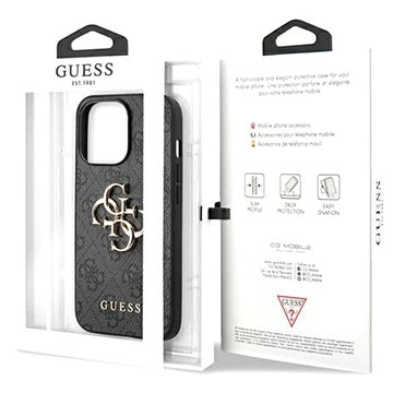 Guess 4G Big Metal Logo iPhone 13 Pro Hybrid Cover - Sort