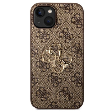 iPhone 15 Guess 4G Big Metal Logo Hybrid Cover - Brun