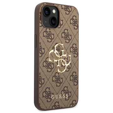 iPhone 15 Guess 4G Big Metal Logo Hybrid Cover - Brun