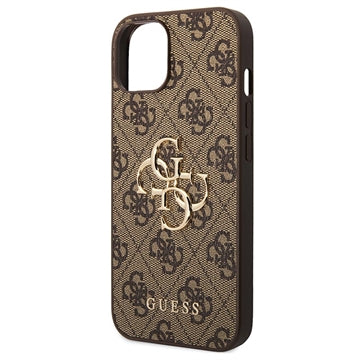 iPhone 15 Guess 4G Big Metal Logo Hybrid Cover - Brun