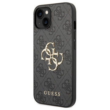 iPhone 15 Guess 4G Big Metal Logo Hybrid Cover - Grå