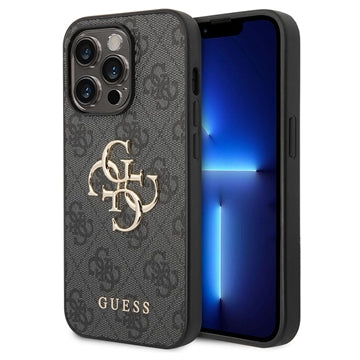 iPhone 15 Pro Guess 4G Big Metal Logo Hybrid Cover - Grå