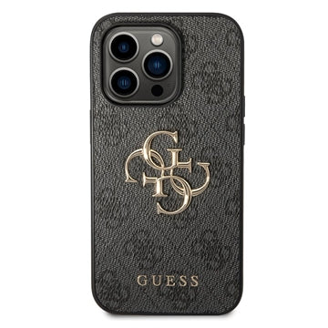 iPhone 15 Pro Guess 4G Big Metal Logo Hybrid Cover - Grå
