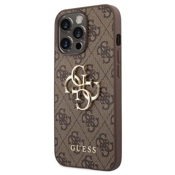 Guess 4G Big Metal Logo iPhone 14 Pro Hybrid Cover - Brun