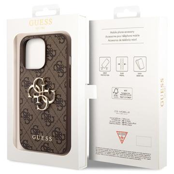 Guess 4G Big Metal Logo iPhone 14 Pro Hybrid Cover - Brun
