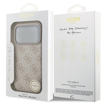 iPhone 17 Pro Guess 4G Charm Hybrid Cover - MagSafe-kompatibel - Pink