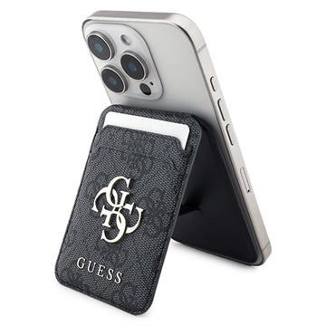 Guess 4G kortholder med metallogo og stander - MagSafe-kompatibel - Sort