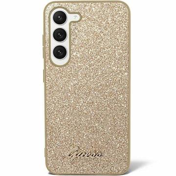 Samsung Galaxy S24+ Guess Glitter Flakes Metal Logo Hybrid Cover - Guld