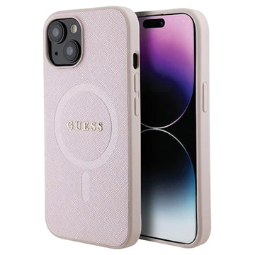 iPhone 15 Guess Saffiano Hybrid Cover - MagSafe Kompatibel - Pink