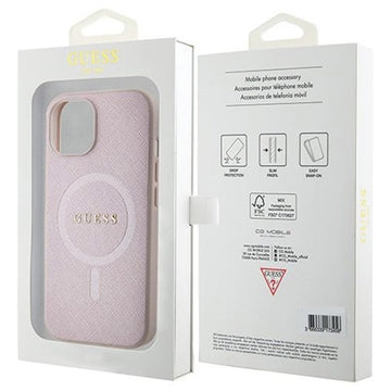 iPhone 15 Guess Saffiano Hybrid Cover - MagSafe Kompatibel - Pink