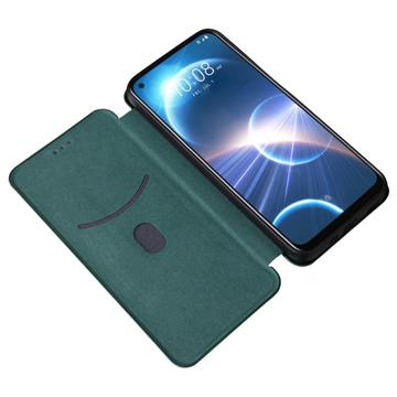 HTC Desire 22 Pro Pung Cover- Kulfiber - Grøn
