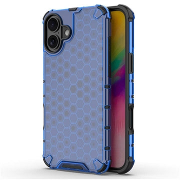 iPhone 16 Honeycomb Armored Hybrid Cover - Blå