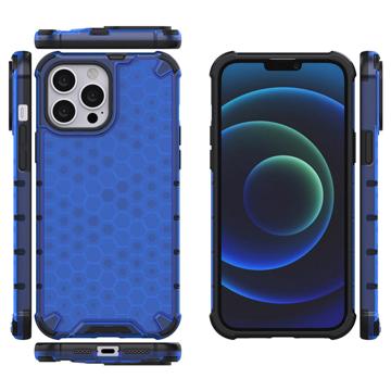 Honeycomb Armored iPhone 14 Pro Max Hybrid Cover - Blå