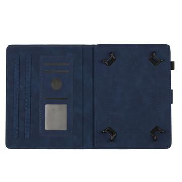 Honeycomb-mønstret universelt tablet-etui med kortholdere - 10" - mørkeblå