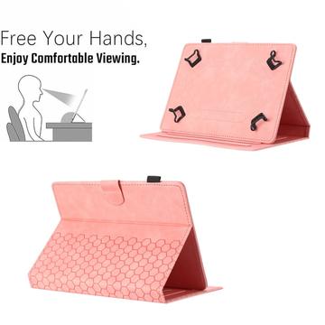 Honeycomb-mønstret universelt tablet-etui med kortholdere - 10" - Pink