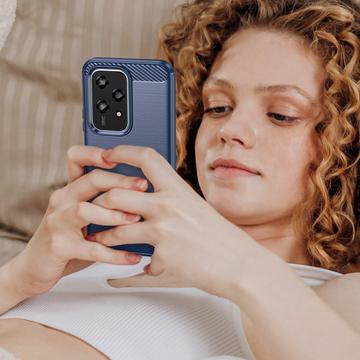 Honor 200 Lite Børstet TPU Cover - Karbonfiber - Blå