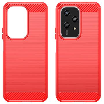 Honor 200 Lite Børstet TPU Cover - Karbonfiber - Rød