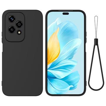 Honor 200 Lite Liquid Silikone Cover med Strop - Sort
