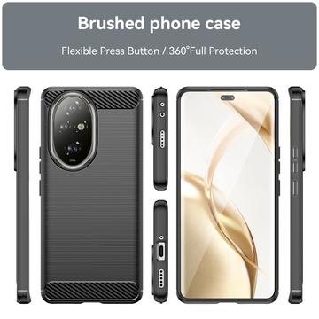 Honor 200 Pro Børstet TPU Cover - Karbonfiber - Sort