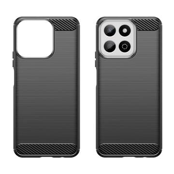 Honor 200 Smart/X7c 4G/5G Børstet TPU Cover - Karbonfiber - Sort