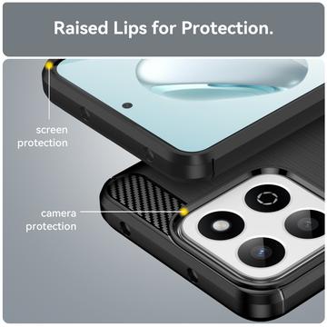 Honor 200 Smart/X7c 4G/5G Børstet TPU Cover - Karbonfiber - Sort