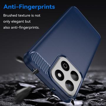 Honor 200 Smart/X7c 4G/5G Børstet TPU Cover - Karbonfiber - Blå