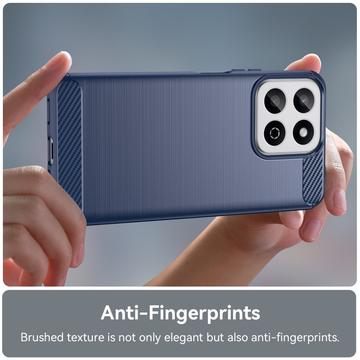 Honor 200 Smart/X7c 4G/5G Børstet TPU Cover - Karbonfiber - Blå