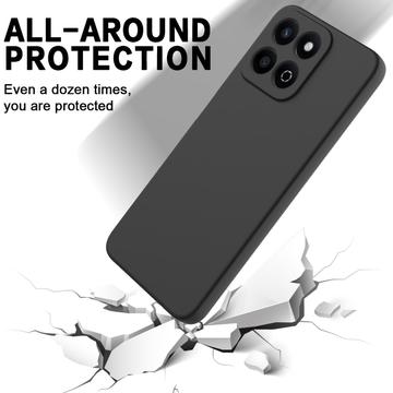 Honor 200 Smart/X7c 4G/5G Flydende silikone cover med håndrem - sort