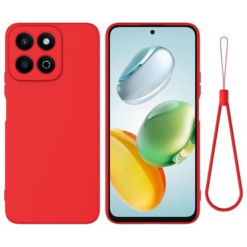 Honor 200 Smart/X7c 4G/5G Flydende silikone cover med håndrem - rød